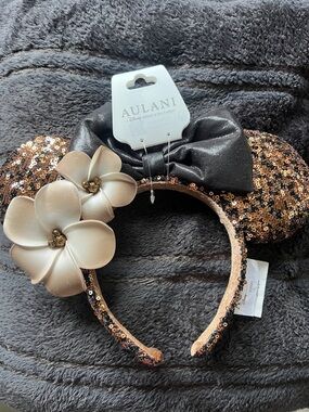 Aulani Disney Sequin Minnie Ears with Flower Accents
